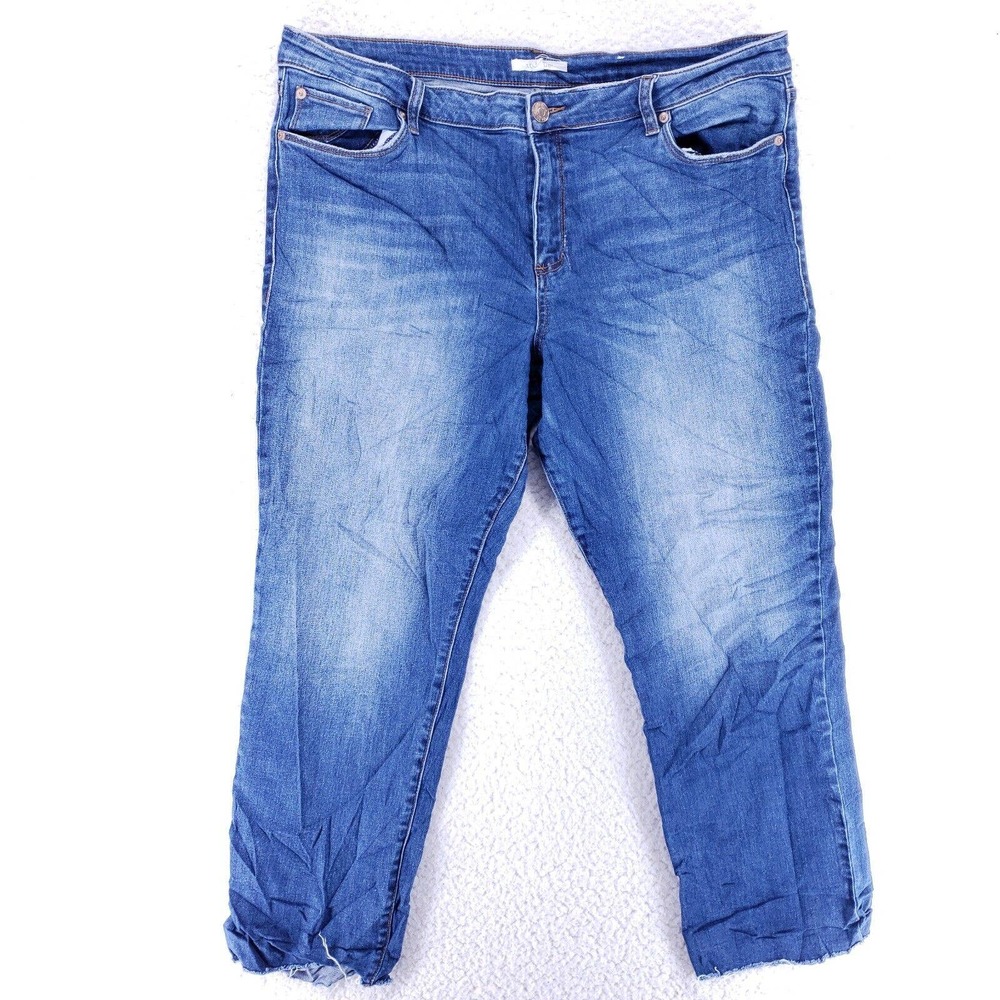 STS Blue Jeans Denim Cotton Womens SZ 34 Blue Straight Stretch VTG Mid Rise Slim